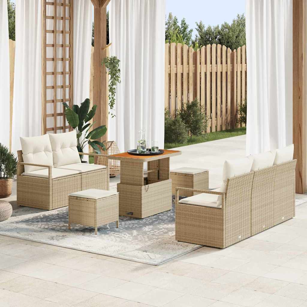 Tuin Sofa Set 8 st 7-Aantal zitplaatsen Beige en Crème