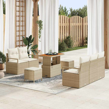 Tuin Sofa Set 8 st 7-Aantal zitplaatsen Beige en Crème