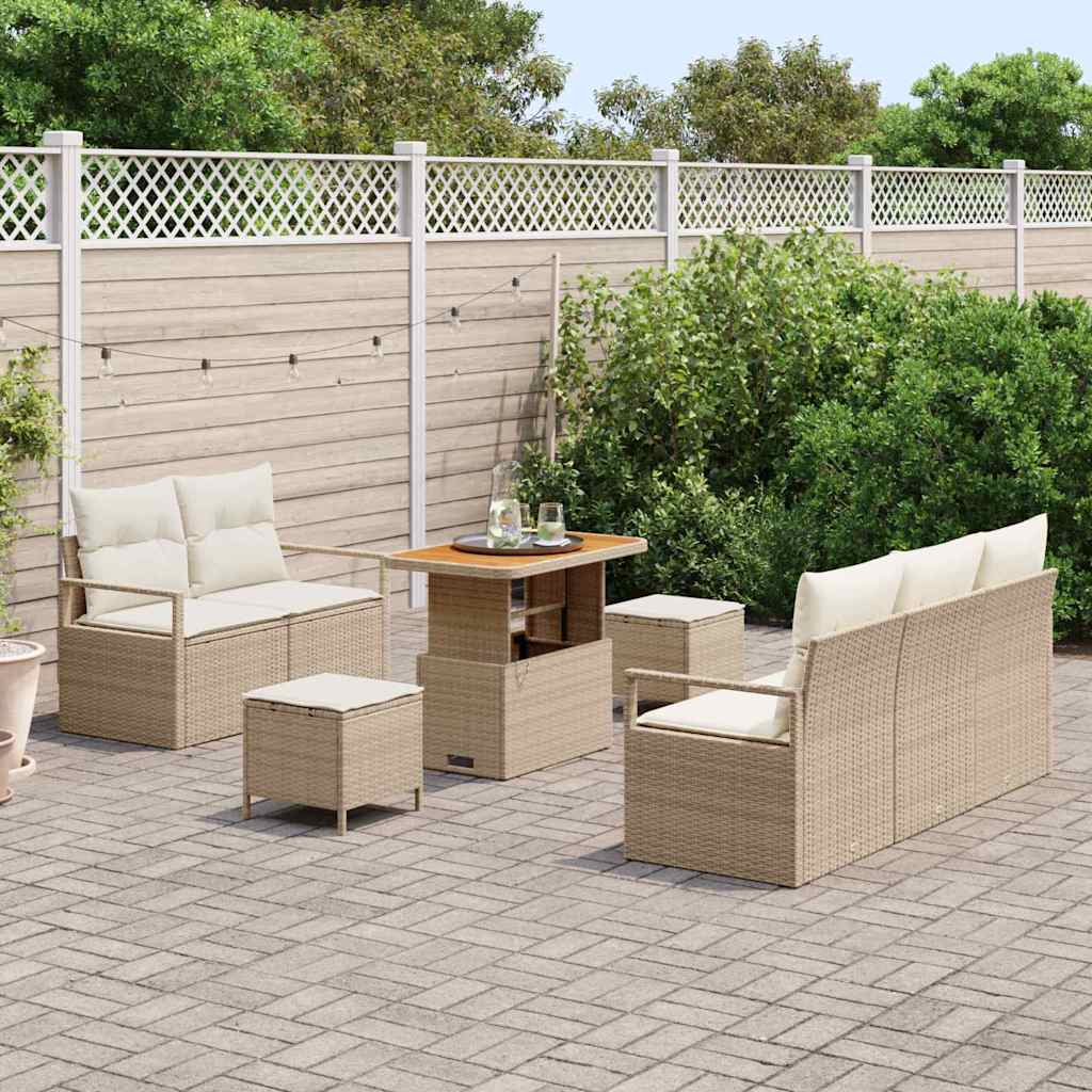 Tuin Sofa Set 8 st 7-Aantal zitplaatsen Beige en Crème