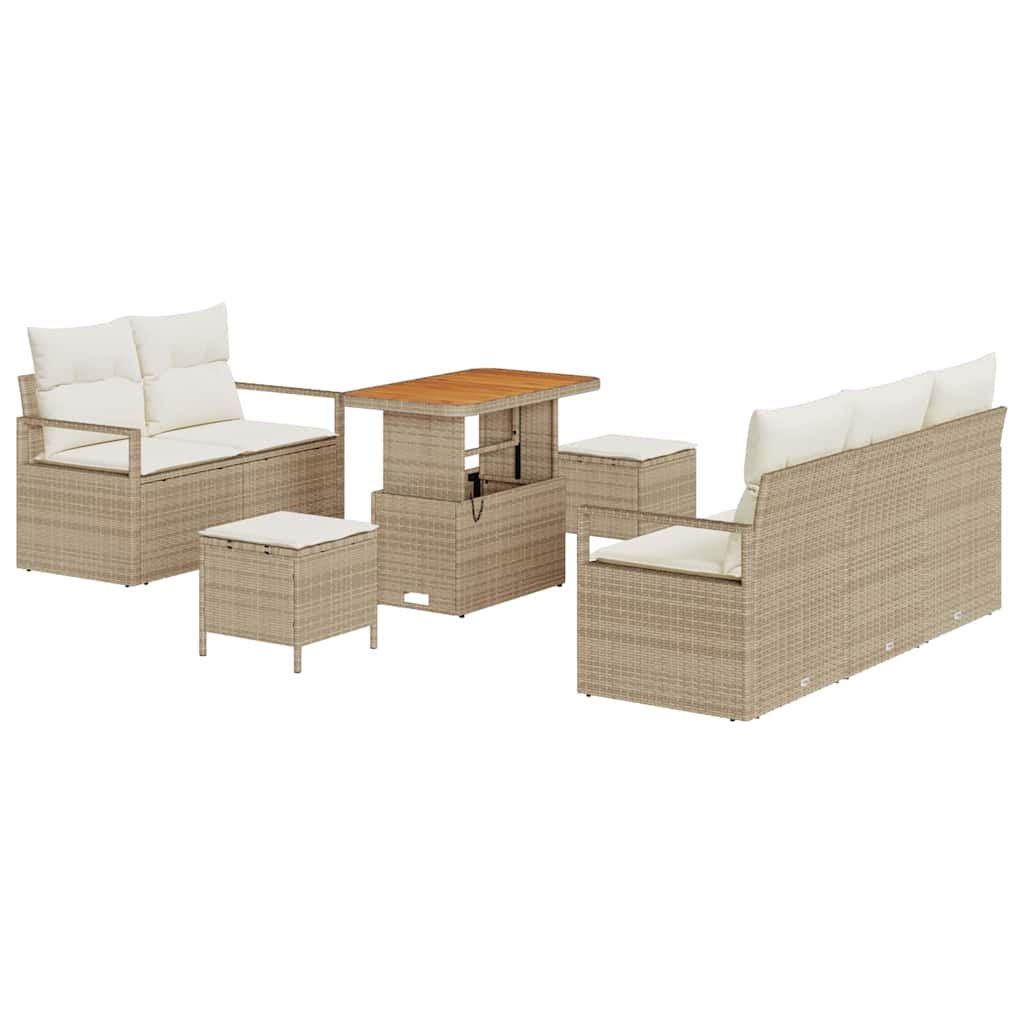 Tuin Sofa Set 8 st 7-Aantal zitplaatsen Beige en Crème