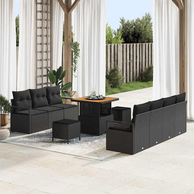 Tuin Sofa Set 10 st 9-Aantal zitplaatsen Zwart