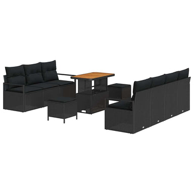 Tuin Sofa Set 10 st 9-Aantal zitplaatsen Zwart