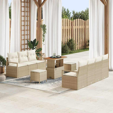 Tuin Sofa Set 10 st 9-Aantal zitplaatsen Beige en Crème