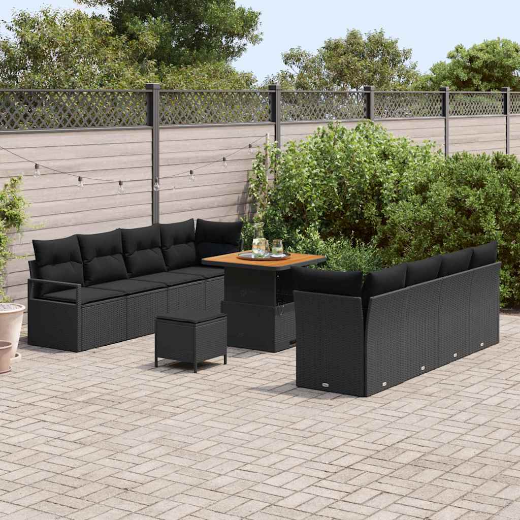 Tuin Sofa Set met kussen met opslag Zwart 80 x 80 x 71 cm