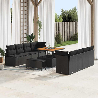 Tuin Sofa Set met kussen met opslag Zwart 100 x 100 x 71 cm