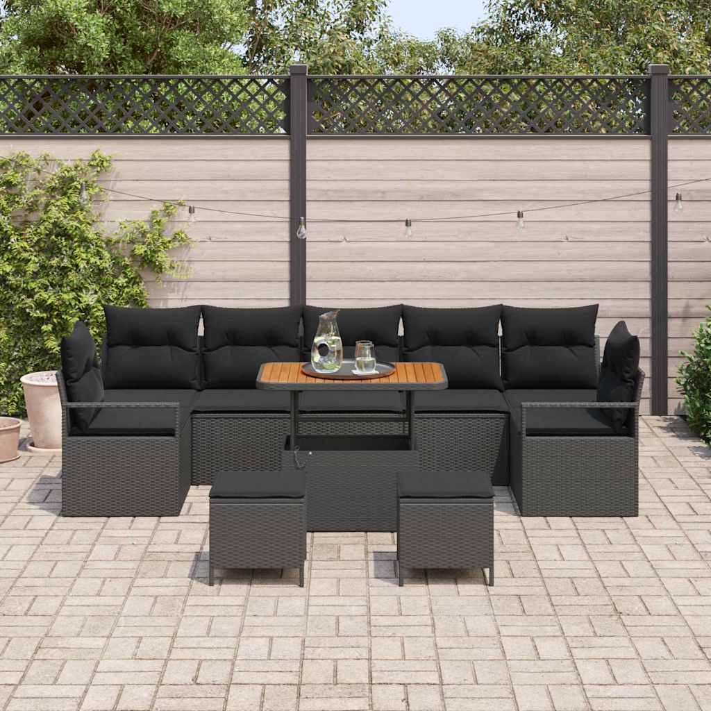 Tuin Sofa Set 10 st 9-Aantal zitplaatsen Zwart