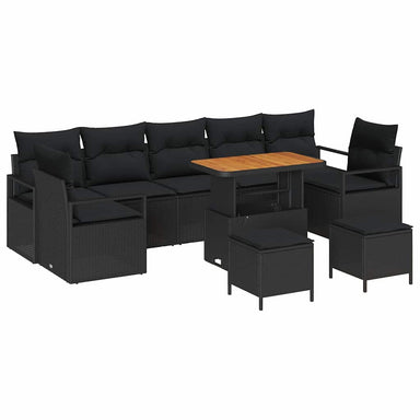 Tuin Sofa Set 10 st 9-Aantal zitplaatsen Zwart