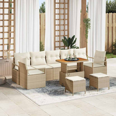 Tuin Sofa Set 10 st 9-Aantal zitplaatsen Beige en Crème