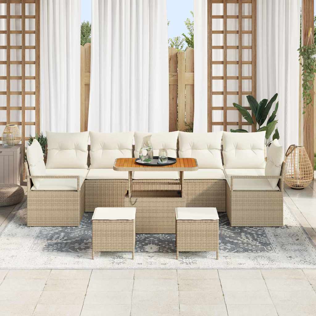 Tuin Sofa Set 10 st 9-Aantal zitplaatsen Beige en Crème