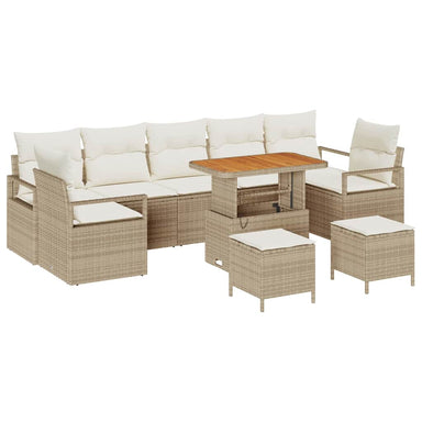 Tuin Sofa Set 10 st 9-Aantal zitplaatsen Beige en Crème