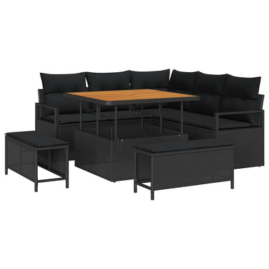 Tuin Sofa Set 8 st 7-Aantal zitplaatsen Zwart
