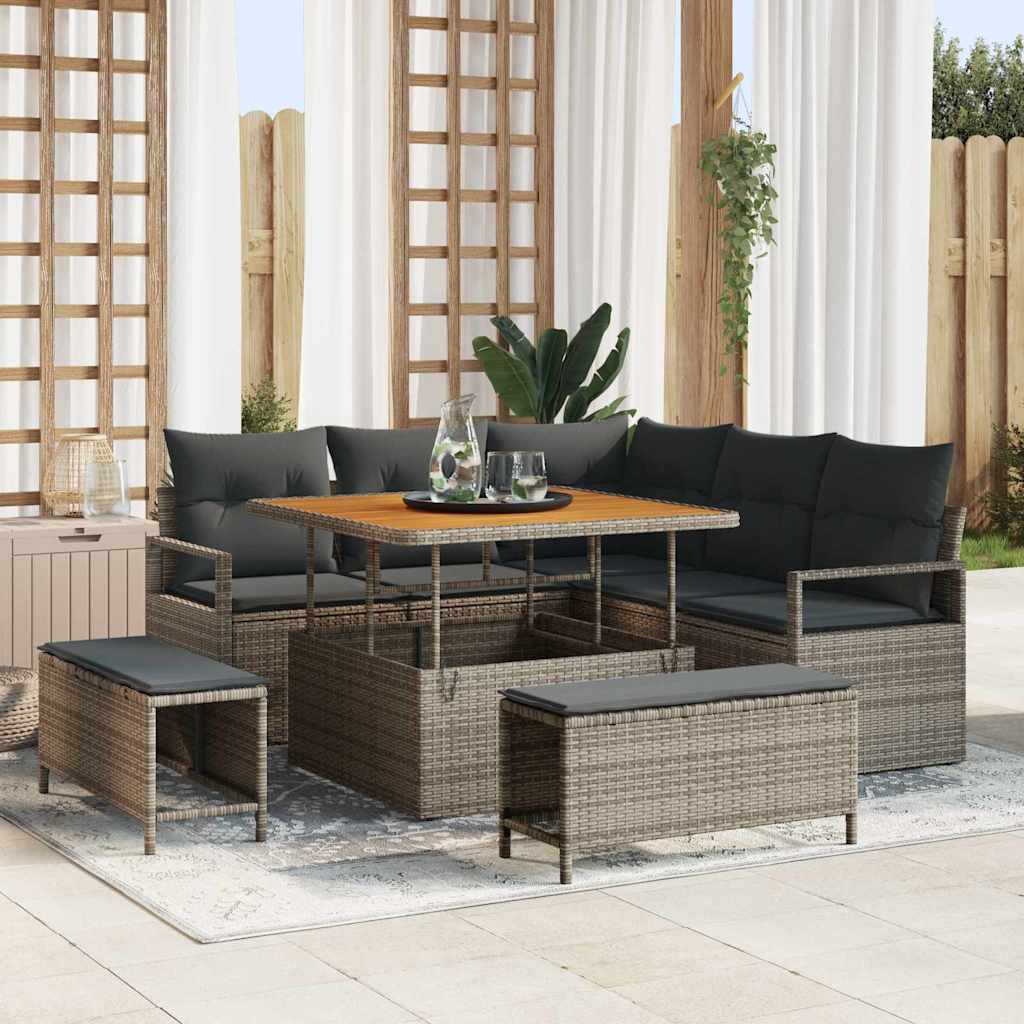 Tuin Sofa Set 8 st 7-Aantal zitplaatsen Grijs