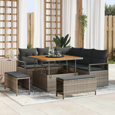 Tuin Sofa Set 8 st 7-Aantal zitplaatsen Grijs