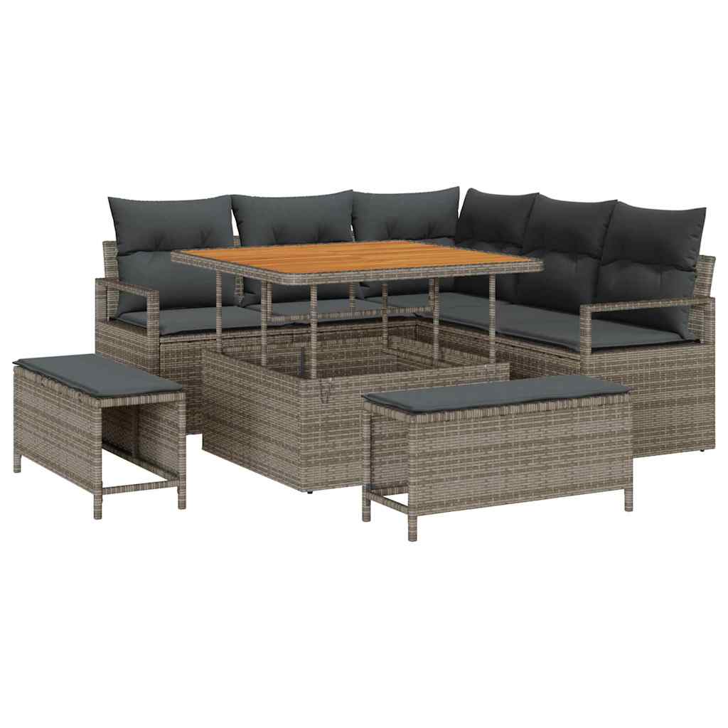 Tuin Sofa Set 8 st 7-Aantal zitplaatsen Grijs