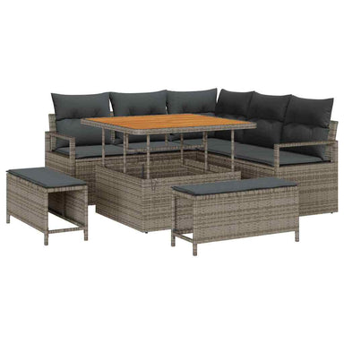 Tuin Sofa Set 8 st 7-Aantal zitplaatsen Grijs