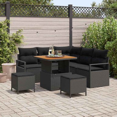 Tuin Sofa Set 8 st 7-Aantal zitplaatsen Zwart