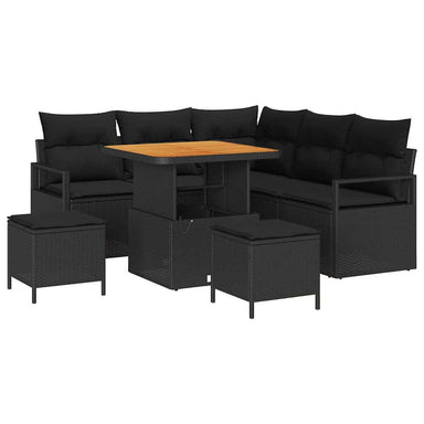 Tuin Sofa Set 8 st 7-Aantal zitplaatsen Zwart
