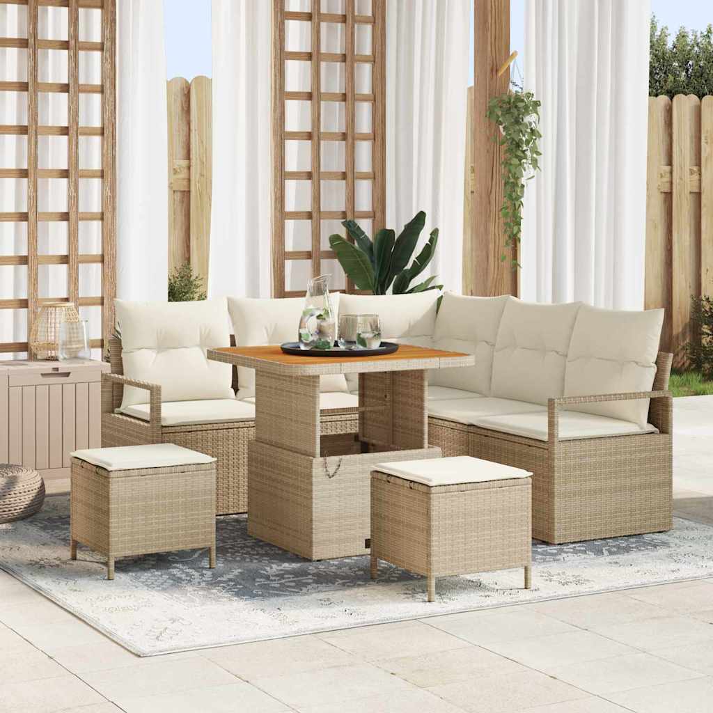 Tuin Sofa Set 8 st 7-Aantal zitplaatsen Beige en Crème