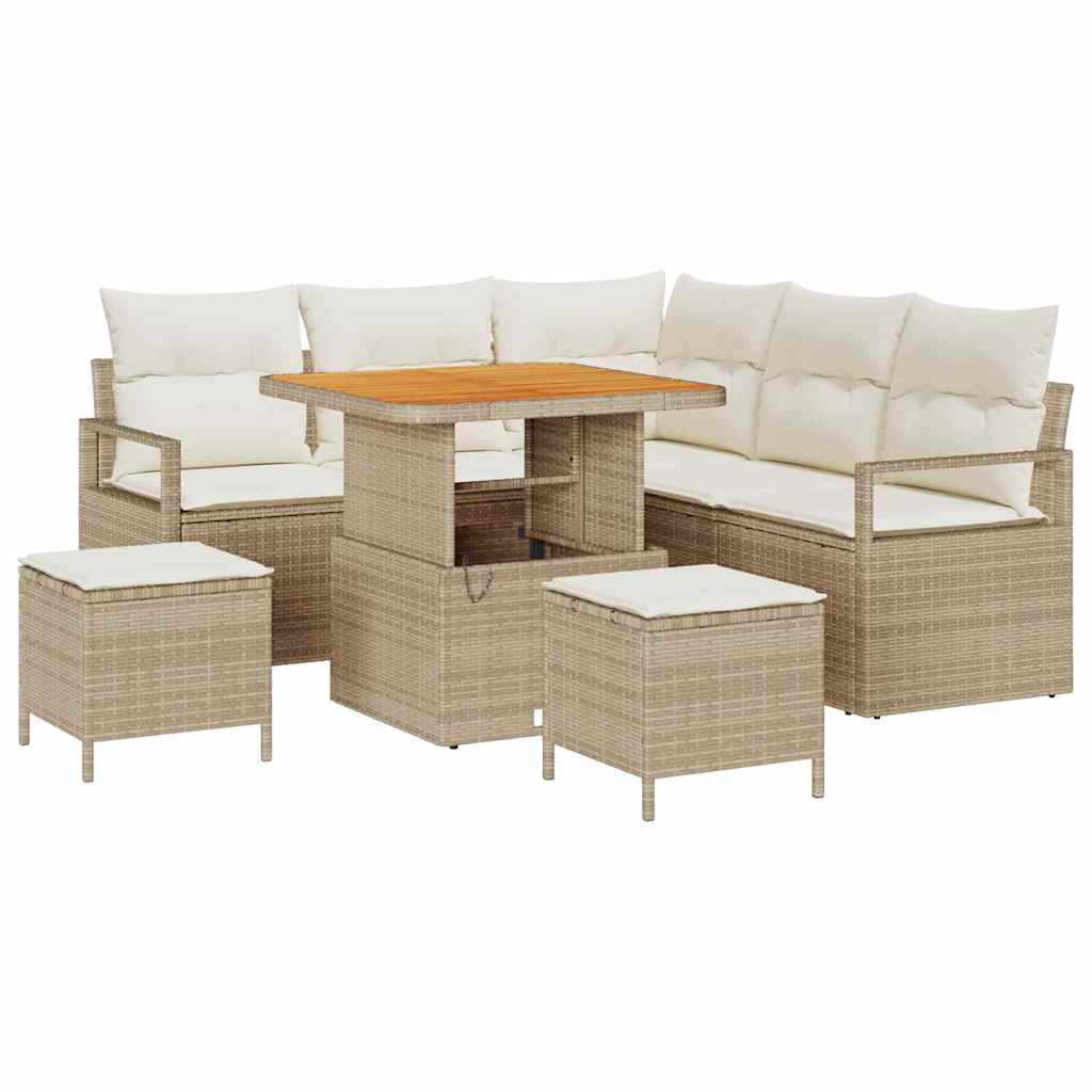 Tuin Sofa Set 8 st 7-Aantal zitplaatsen Beige en Crème