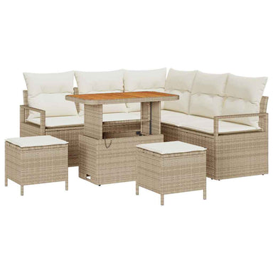 Tuin Sofa Set met kussen met opslag 8 pcs Beige en Crème