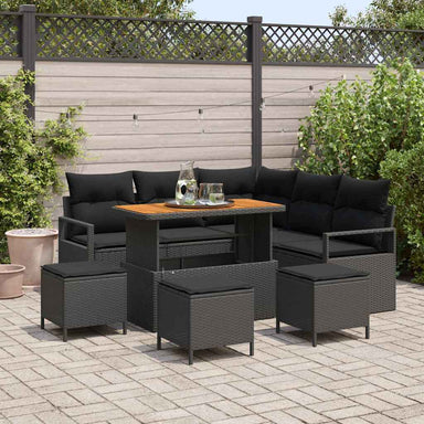 Tuin Sofa Set 9 st 8-Aantal zitplaatsen Zwart