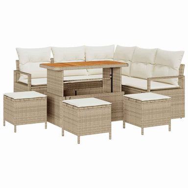 Tuin Sofa Set met kussen met opslag 9 pcs Beige en Crème