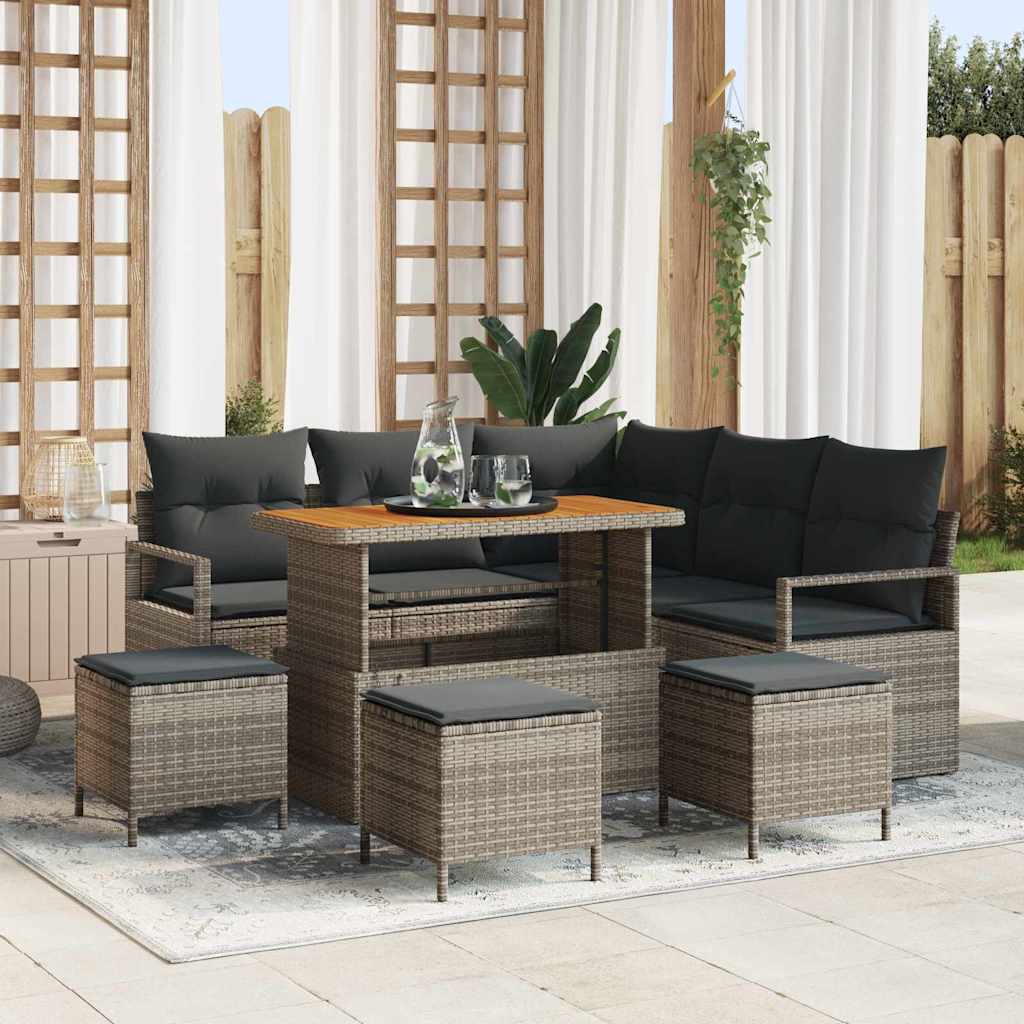 Tuin Sofa Set 9 st 8-Aantal zitplaatsen Grijs