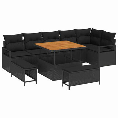 Tuin Sofa Set 9 st 8-Aantal zitplaatsen Zwart