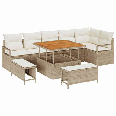 Tuin Sofa Set 9 st 8-Aantal zitplaatsen Beige en Crème