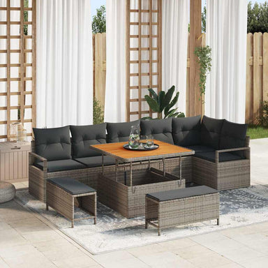 Tuin Sofa Set 9 st 8-Aantal zitplaatsen Grijs