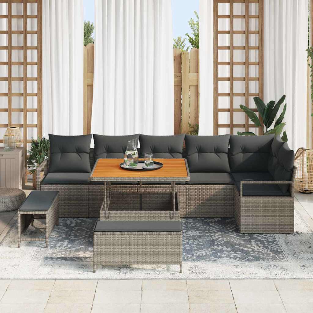 Tuin Sofa Set 9 st 8-Aantal zitplaatsen Grijs