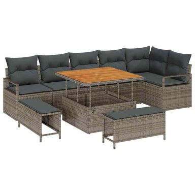 Tuin Sofa Set 9 st 8-Aantal zitplaatsen Grijs
