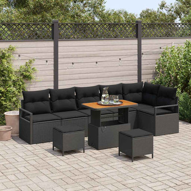 Tuin Sofa Set 9 st 8-Aantal zitplaatsen Zwart