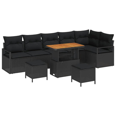 Tuin Sofa Set 9 st 8-Aantal zitplaatsen Zwart