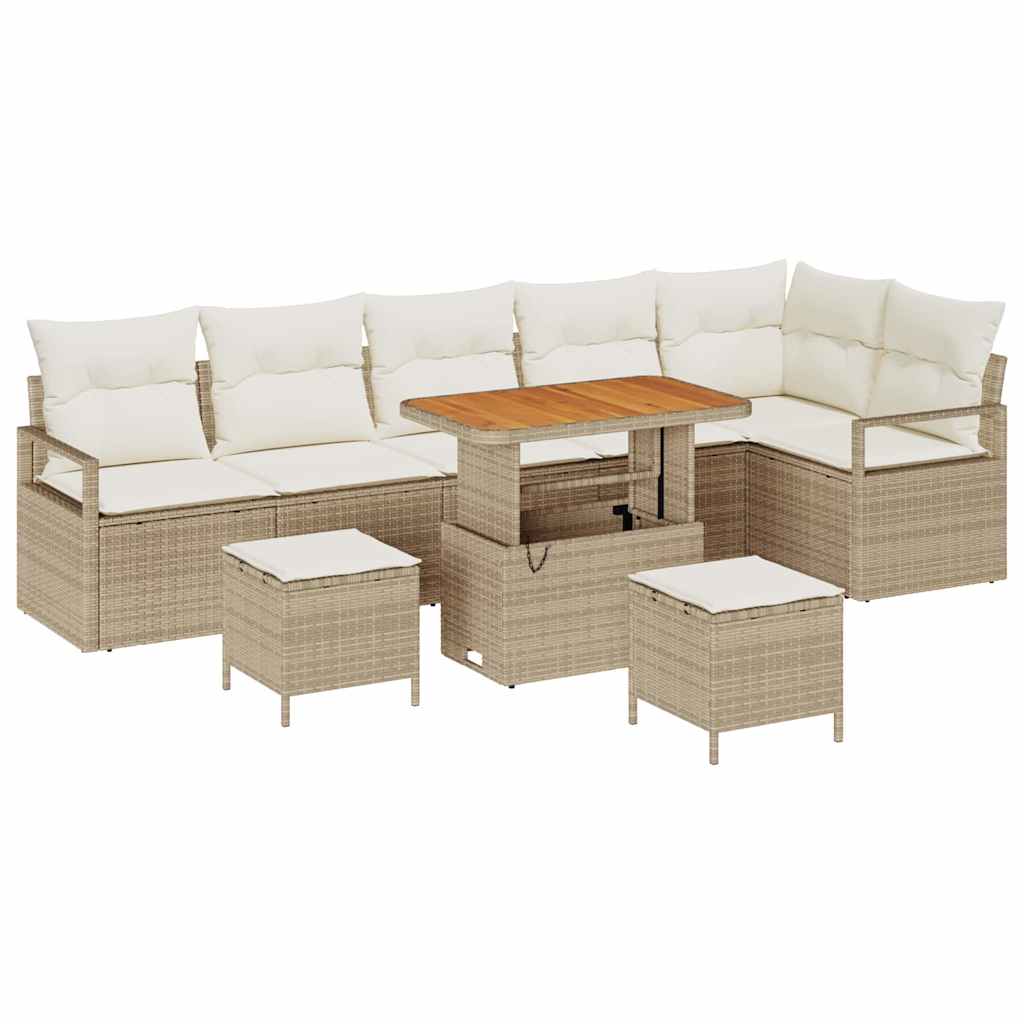 Tuin Sofa Set 9 st 8-Aantal zitplaatsen Beige en Crème