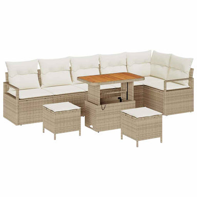 Tuin Sofa Set 9 st 8-Aantal zitplaatsen Beige en Crème
