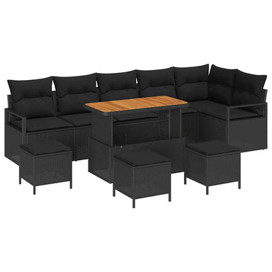 Tuin Sofa Set 10 st 9-Aantal zitplaatsen Zwart