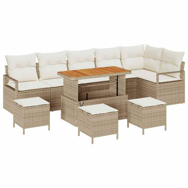 Tuin Sofa Set 10 st 9-Aantal zitplaatsen Beige en Crème