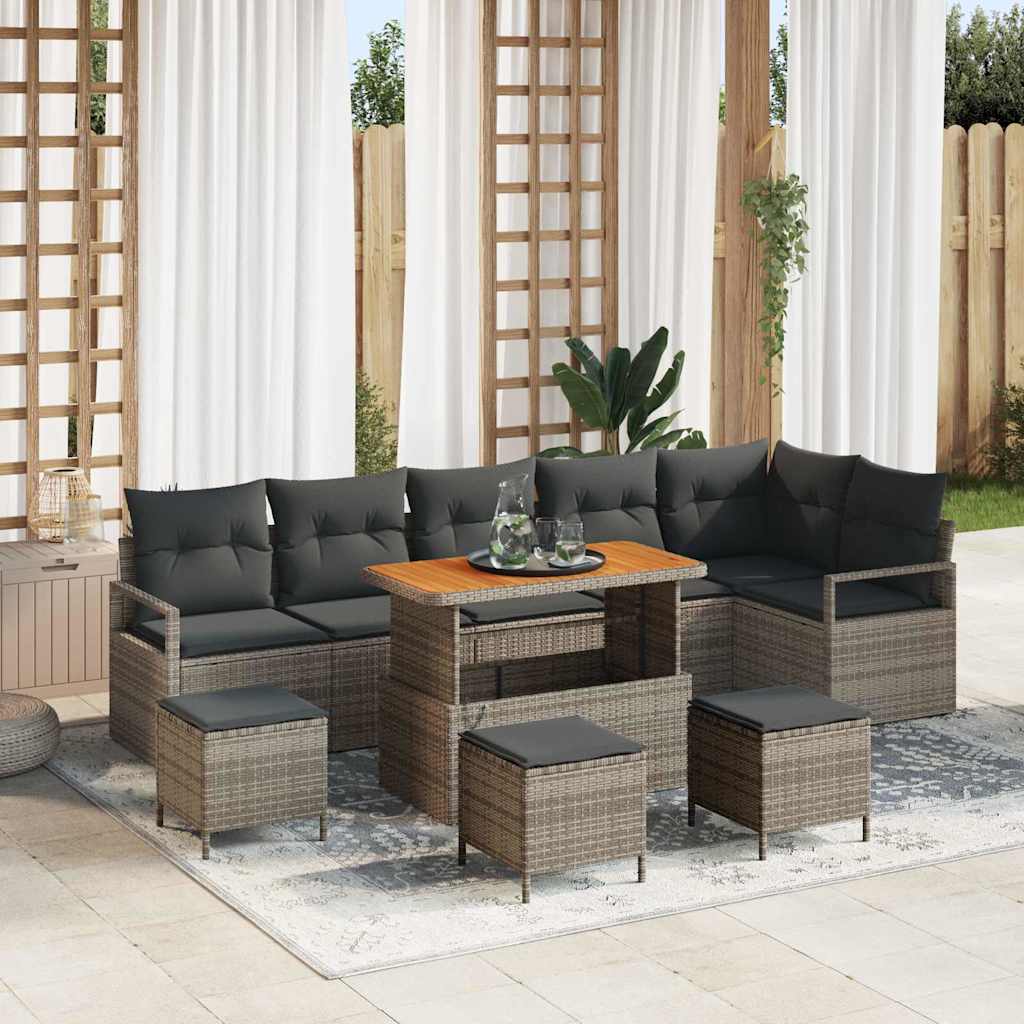 Tuin Sofa Set 10 st 9-Aantal zitplaatsen Grijs