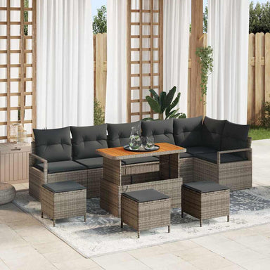 Tuin Sofa Set 10 st 9-Aantal zitplaatsen Grijs