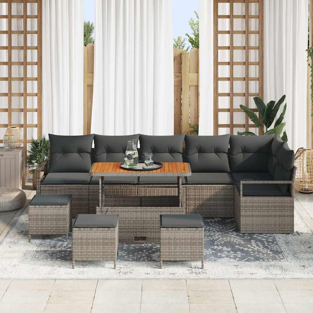 Tuin Sofa Set 10 st 9-Aantal zitplaatsen Grijs
