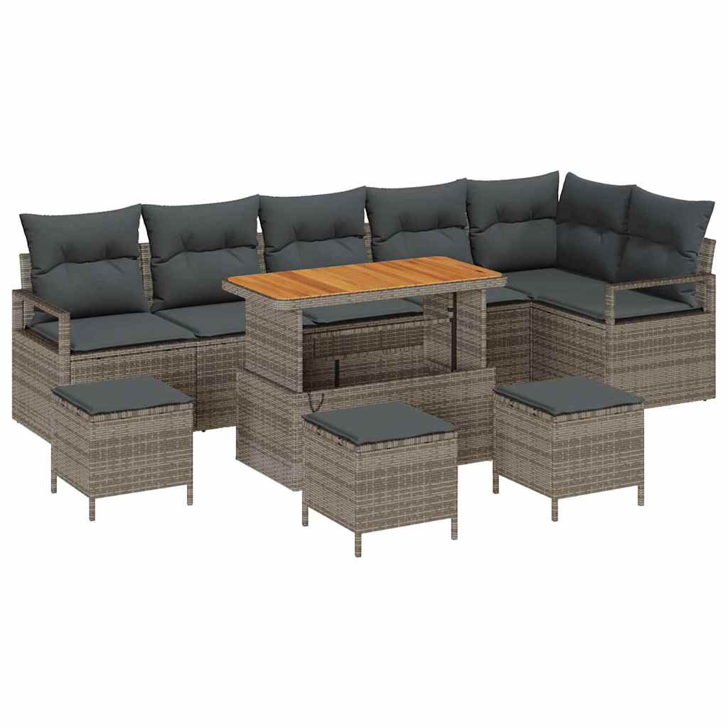 Tuin Sofa Set 10 st 9-Aantal zitplaatsen Grijs