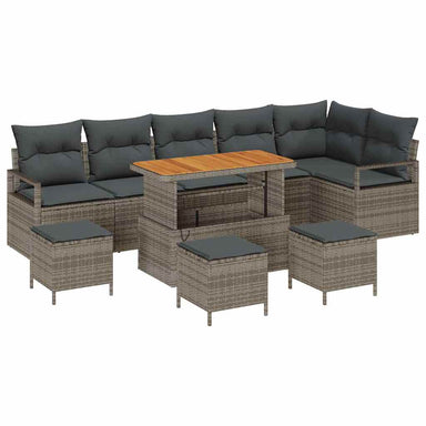 Tuin Sofa Set 10 st 9-Aantal zitplaatsen Grijs
