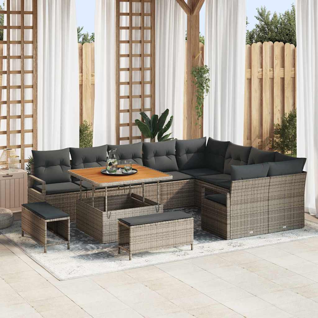 Tuin Sofa Set 12 st 11-Aantal zitplaatsen Grijs