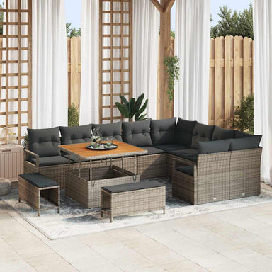 Tuin Sofa Set 12 st 11-Aantal zitplaatsen Grijs