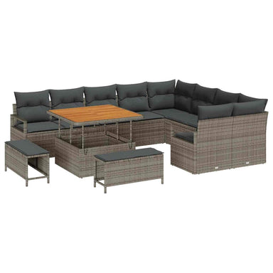 Tuin Sofa Set 12 st 11-Aantal zitplaatsen Grijs