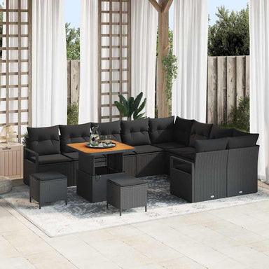 Tuin Sofa Set 12 st 11-Aantal zitplaatsen Zwart