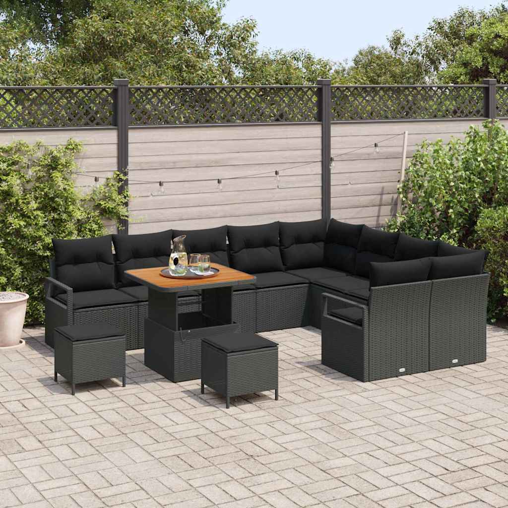 Tuin Sofa Set 12 st 11-Aantal zitplaatsen Zwart