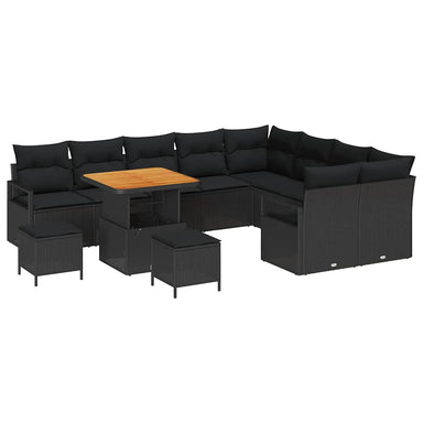 Tuin Sofa Set 12 st 11-Aantal zitplaatsen Zwart