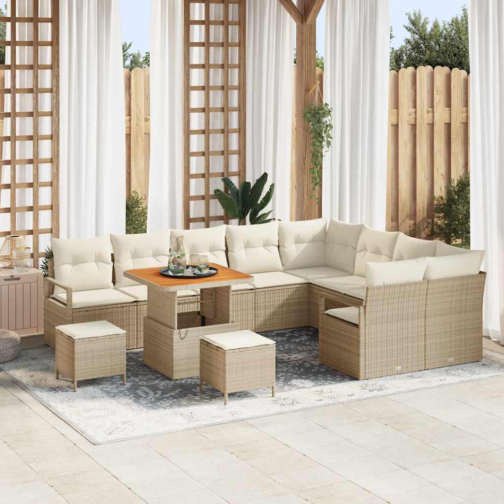Tuin Sofa Set 12 st 11-Aantal zitplaatsen Beige en Crème